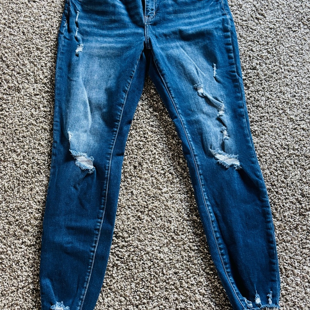 KanCan High Rise Distressed Blue Jeans